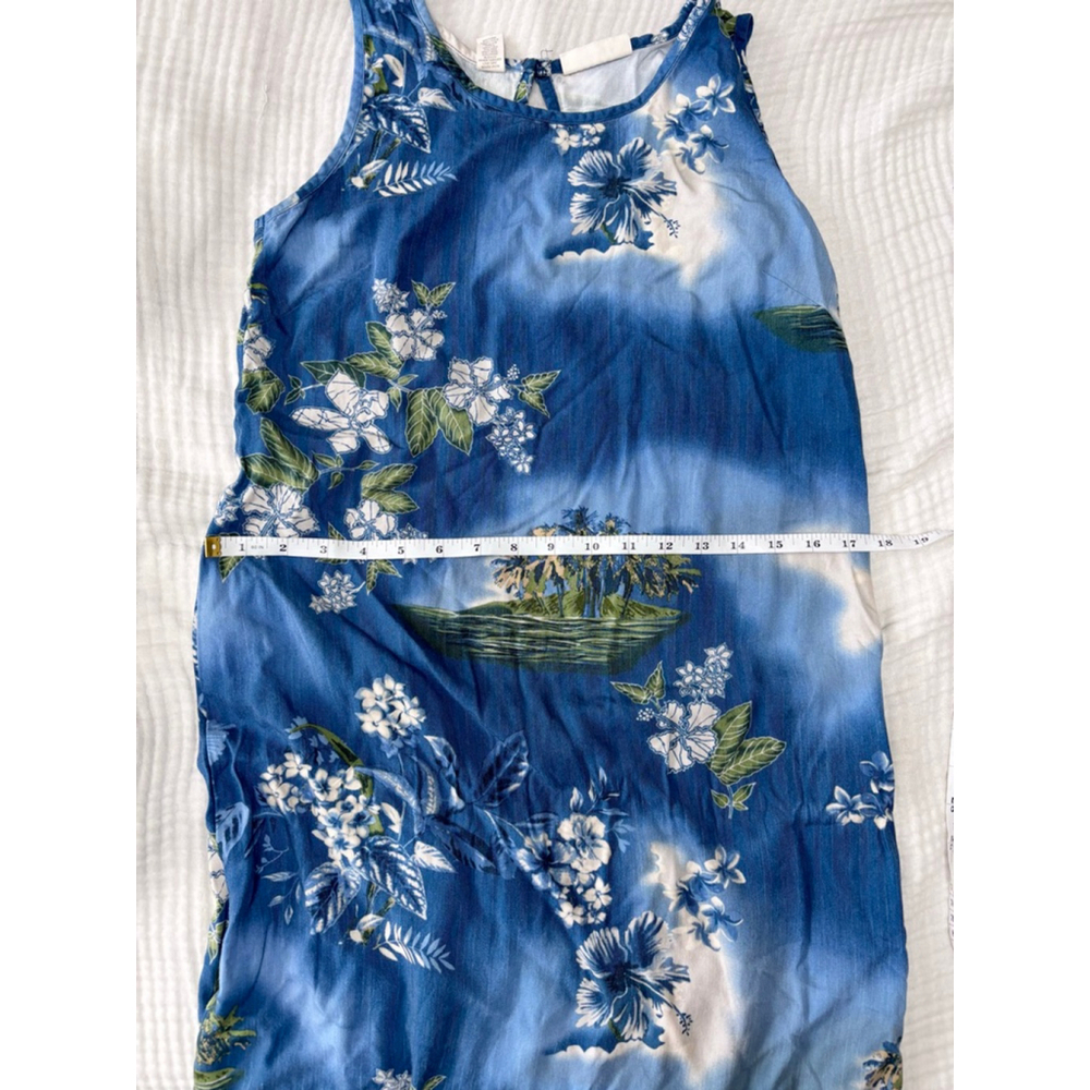 Women's Marsh Landing Blue & White Tropical Floral Maxi Dress S Rayon - Picture 7 of 12